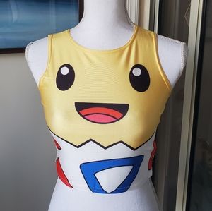 Pokemon Togepi Cropped Top Yellow, Stretch NWOT